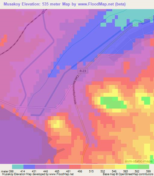 Musakoy,Azerbaijan Elevation Map