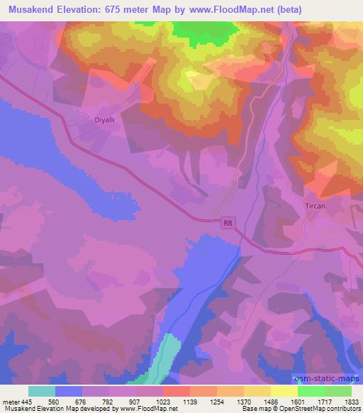 Musakend,Azerbaijan Elevation Map