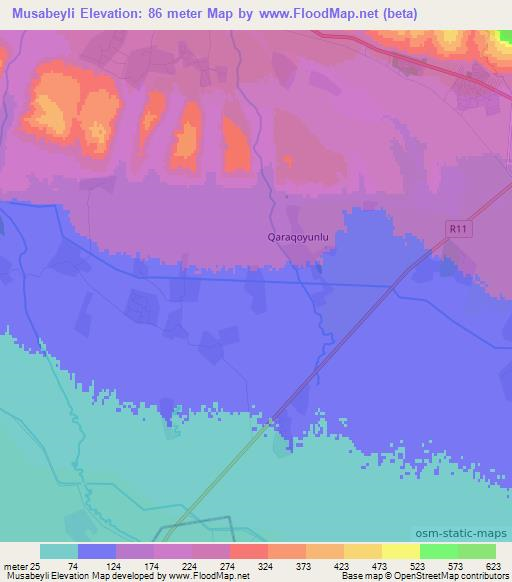 Musabeyli,Azerbaijan Elevation Map