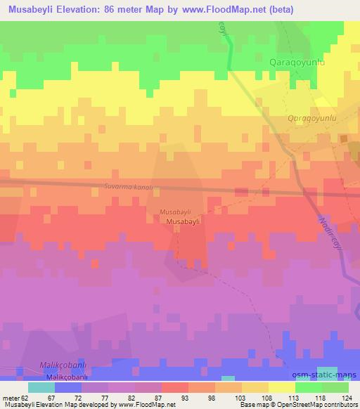 Musabeyli,Azerbaijan Elevation Map