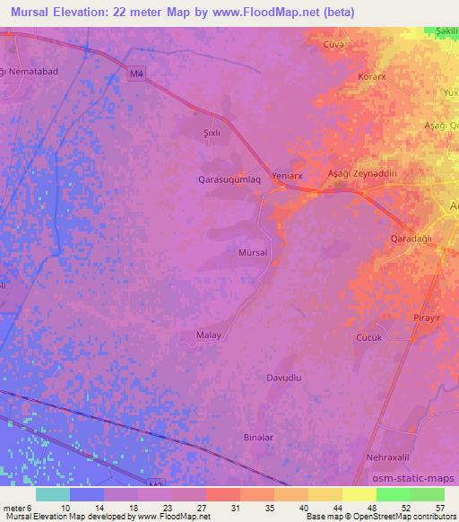 Mursal,Azerbaijan Elevation Map