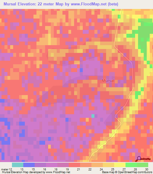 Mursal,Azerbaijan Elevation Map