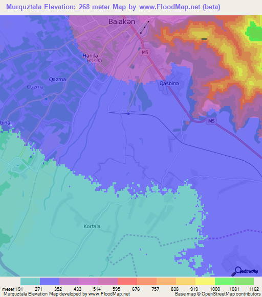 Murquztala,Azerbaijan Elevation Map