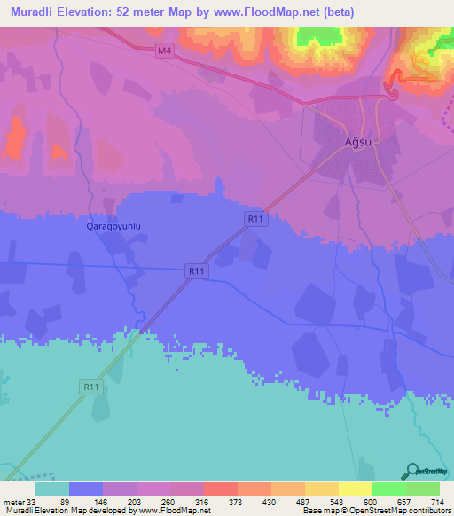 Muradli,Azerbaijan Elevation Map