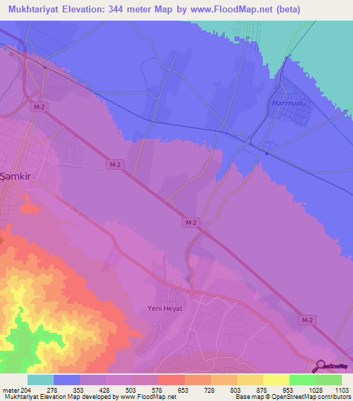 Mukhtariyat,Azerbaijan Elevation Map