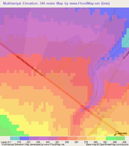 Mukhtariyat,Azerbaijan Elevation Map