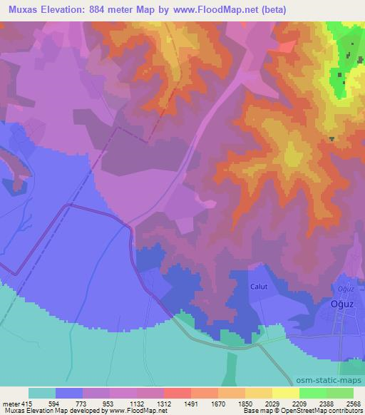 Muxas,Azerbaijan Elevation Map