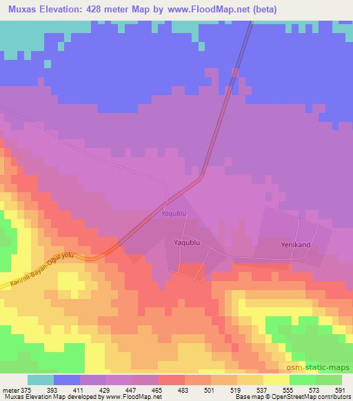 Muxas,Azerbaijan Elevation Map