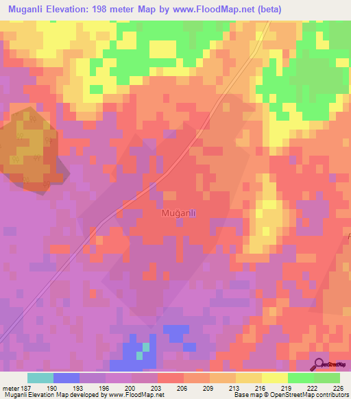 Muganli,Azerbaijan Elevation Map
