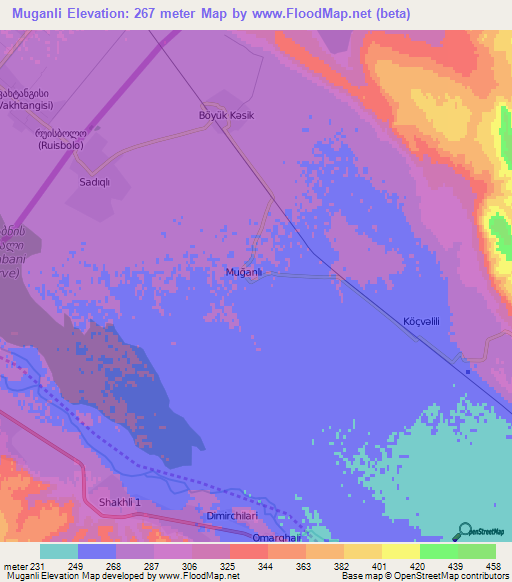 Muganli,Azerbaijan Elevation Map