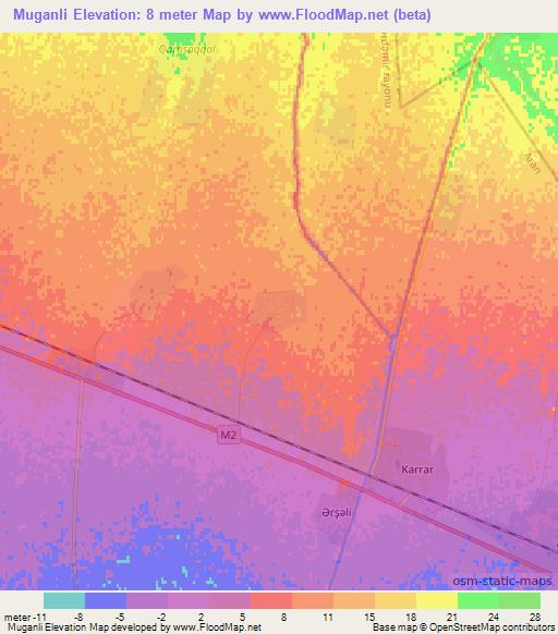 Muganli,Azerbaijan Elevation Map