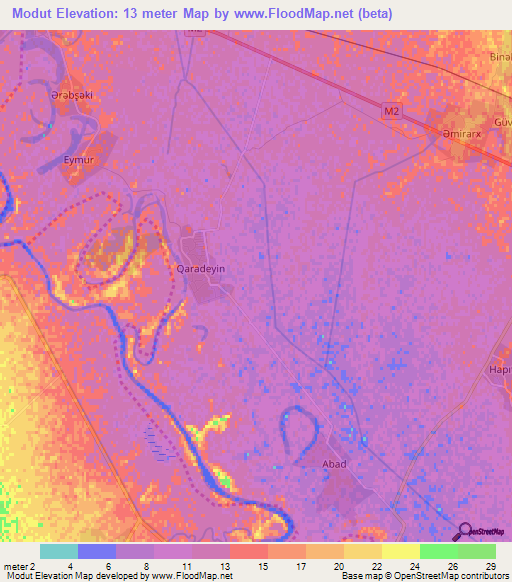 Modut,Azerbaijan Elevation Map