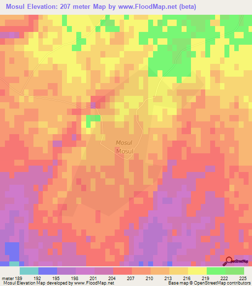 Mosul,Azerbaijan Elevation Map