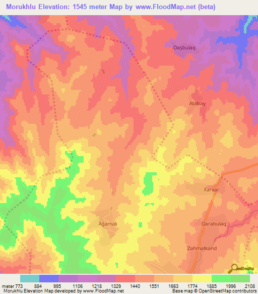 Morukhlu,Azerbaijan Elevation Map