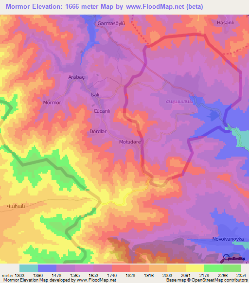 Mormor,Azerbaijan Elevation Map