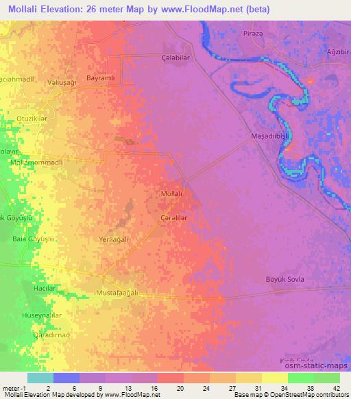 Mollali,Azerbaijan Elevation Map