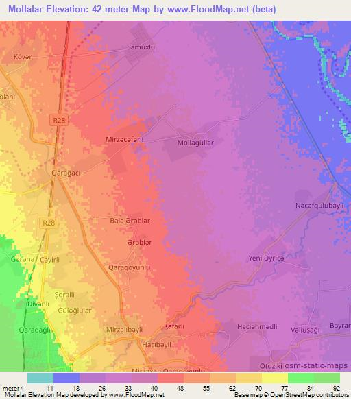 Mollalar,Azerbaijan Elevation Map