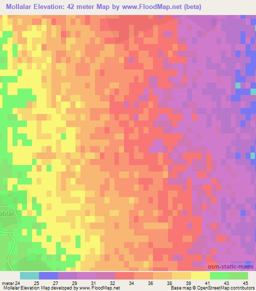 Mollalar,Azerbaijan Elevation Map