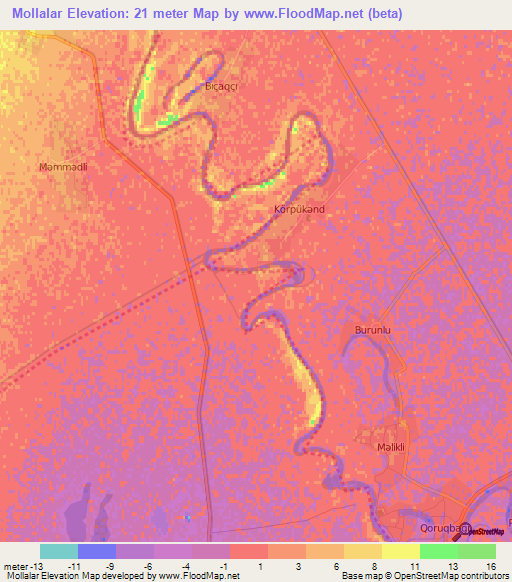 Mollalar,Azerbaijan Elevation Map