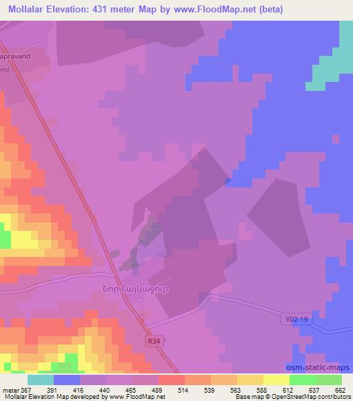 Mollalar,Azerbaijan Elevation Map