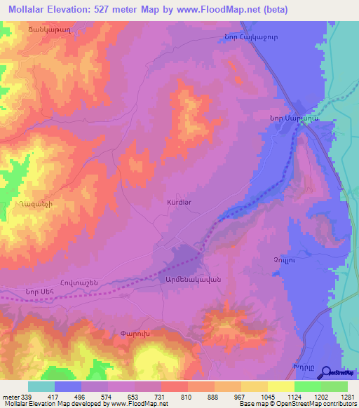 Mollalar,Azerbaijan Elevation Map