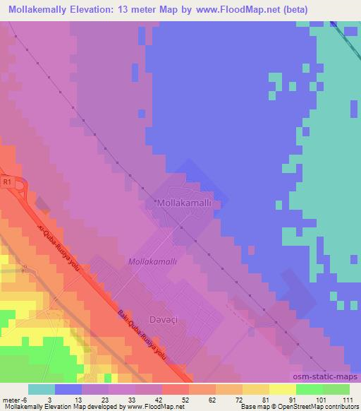 Mollakemally,Azerbaijan Elevation Map