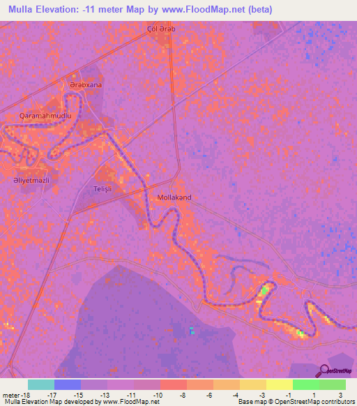 Mulla,Azerbaijan Elevation Map