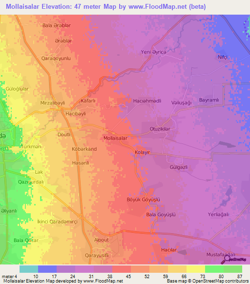 Mollaisalar,Azerbaijan Elevation Map
