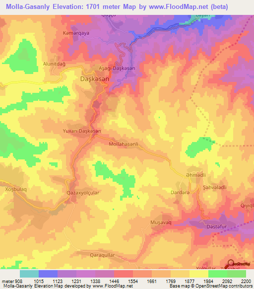Molla-Gasanly,Azerbaijan Elevation Map