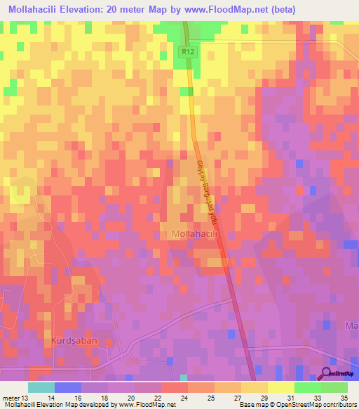 Mollahacili,Azerbaijan Elevation Map