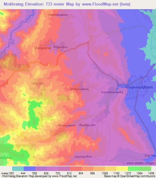 Mokhratag,Azerbaijan Elevation Map