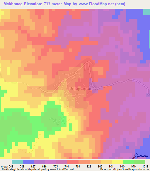 Mokhratag,Azerbaijan Elevation Map