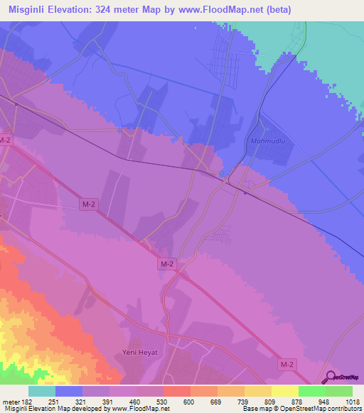 Misginli,Azerbaijan Elevation Map