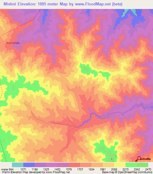 Mishni,Azerbaijan Elevation Map