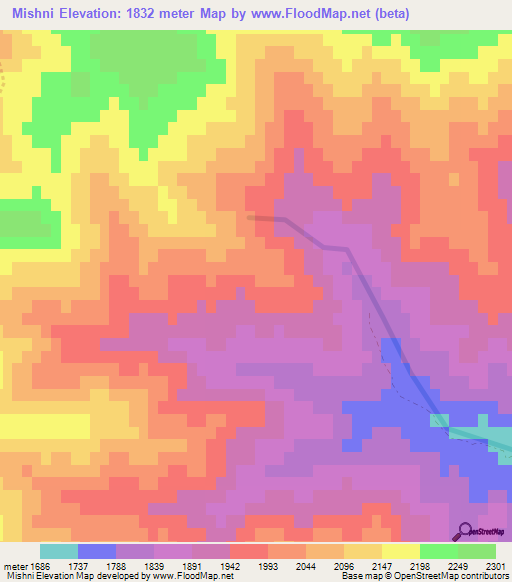 Mishni,Azerbaijan Elevation Map