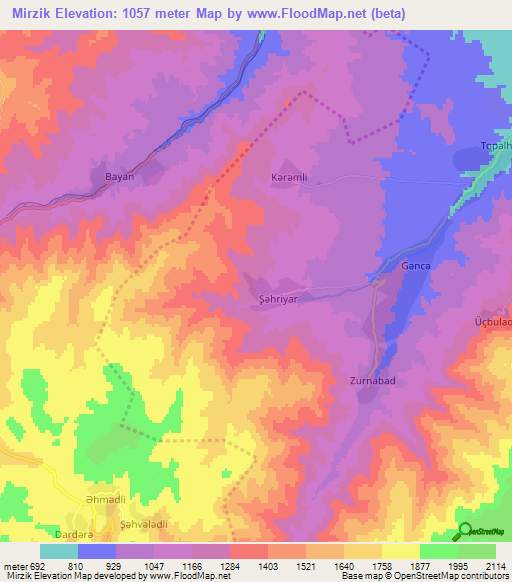 Mirzik,Azerbaijan Elevation Map