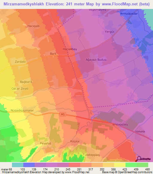 Mirzamamedkyshlakh,Azerbaijan Elevation Map