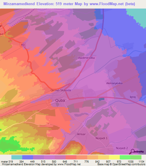 Mirzamamedkend,Azerbaijan Elevation Map