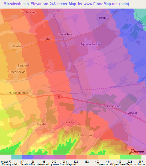Mirzakyshlakh,Azerbaijan Elevation Map