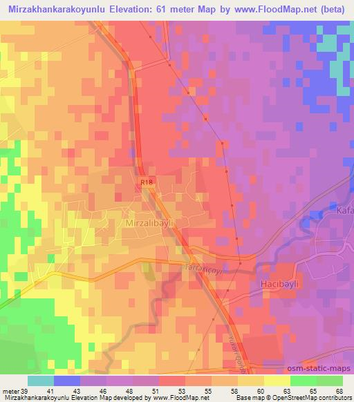 Mirzakhankarakoyunlu,Azerbaijan Elevation Map
