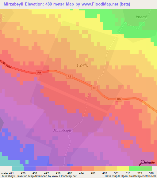 Mirzabeyli,Azerbaijan Elevation Map