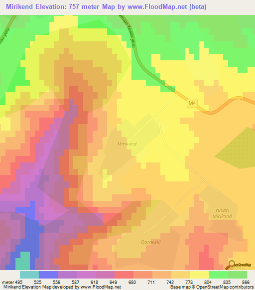 Mirikend,Azerbaijan Elevation Map