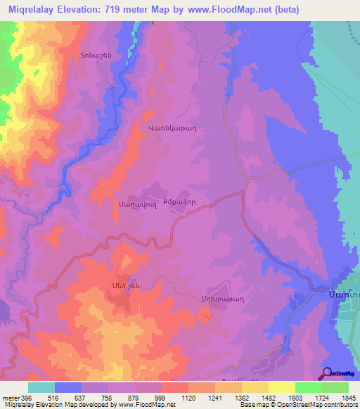 Miqrelalay,Azerbaijan Elevation Map