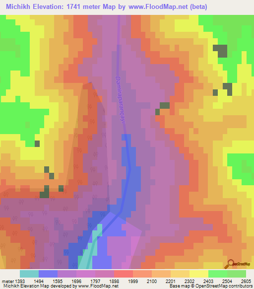 Michikh,Azerbaijan Elevation Map