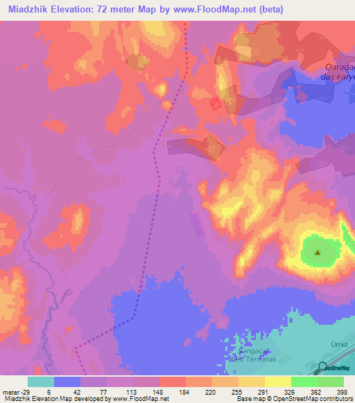 Miadzhik,Azerbaijan Elevation Map