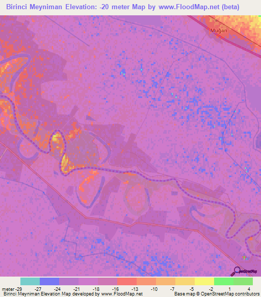 Birinci Meyniman,Azerbaijan Elevation Map