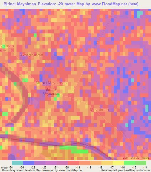 Birinci Meyniman,Azerbaijan Elevation Map