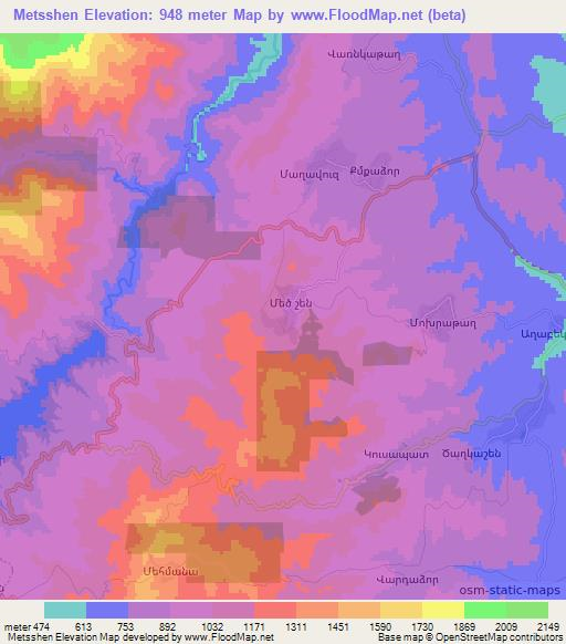 Metsshen,Azerbaijan Elevation Map