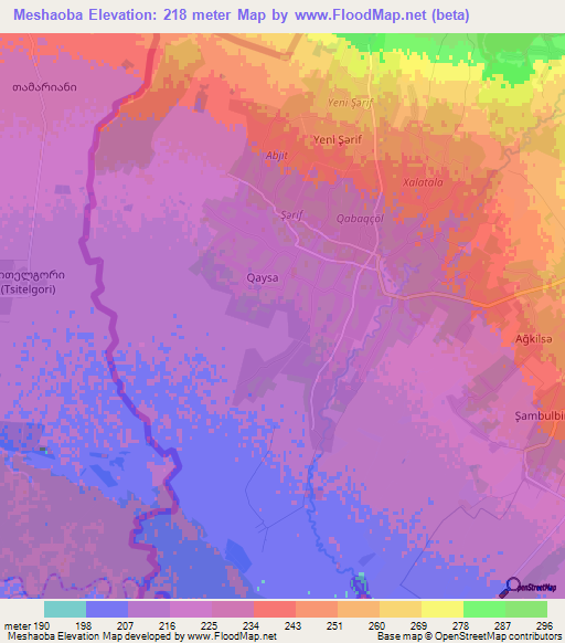 Meshaoba,Azerbaijan Elevation Map