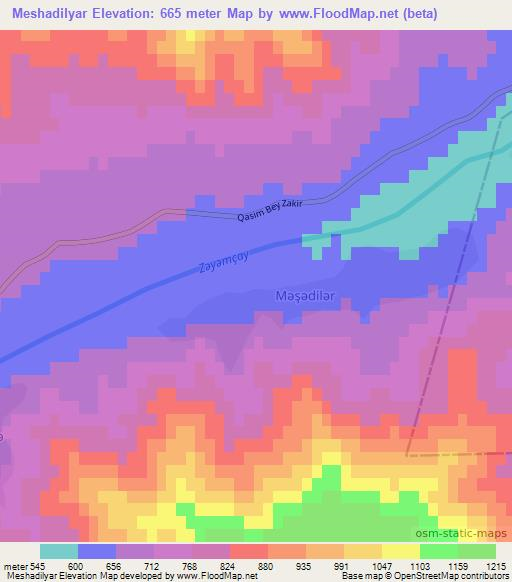 Meshadilyar,Azerbaijan Elevation Map